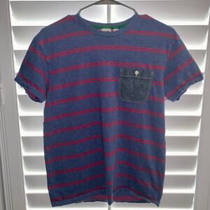 Uniqlo Michael Bastian Shirt Blue Red Stripe Pocket Crew Neck
